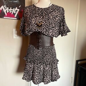 cute cheetah ruched print dress